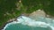 Coastline with beach and ocean with waves in Brazil. Aerial view