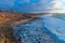 Coastline with beaches extending from El Cotillo village at Fuerteventura, Canary islands, Spain