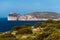 The coastline of Capo Caccia, a promontory near Alghero, as seen from Punta Giglio Sardinia, Italy