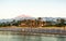 Coastline with chaise-longues at resort in Kemer on sunrise