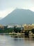 Coastline city cloudy view, Pichola lake, Udaipur, Rajasthan, India