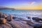 Coastline of False Bay at sunrise, Cape Town, South Africa