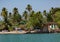 Coastline in Goa with seawater palms and houses