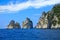 Coastline of the island of Capri with Faraglioni sea stacks, Italy
