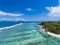 Coastline of La Digue Island, Seychelles aerial view