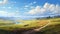 Coastline Landscape Wallpaper With Hills And Grassland