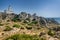 Coastline and lighthouse in Capo Testa, Sardinia, Italy