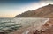 Coastline of Red Sea in Dahab, Egypt in sunset. Sinai peninsula