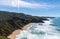 Coastline and Rocks in California. West Coast with State Route 1