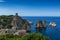 Coastline with rocks and deep blue sea near Castellamare del Golfo by entrance to natural reserve Zingaro, Sicily, Italy