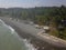 The coastline taken with a drone shows beach waves