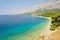 Coastline at Tucepi with Biokovo mountain and adriatic sea