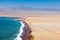 Coastline, view of the ocean, desert, shore. Paracas National Reserve.