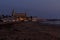 Coastline with view to the church Santuario de Nuestra SeÃ±ora de Regla de Chipiona in Chipiona in Andalusia