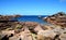 Coastline with well known pink rocks, Pink Granite Coast in Brittany