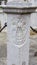 Coat of arms on the column next to the Da Ponte fountain (`Da Pontejev vodnjak`). Koper, Capodistria, Slovenia, June 2020.