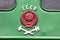 Coat of arms of former state the USSR on the retro train