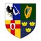 Coat of arms of the Four Provinces of Ireland - Connacht, Leinster, Munster and Ulster. Provincials coat of arms combined. Vector