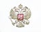 The coat of arms of the Russian police badge is isolated on a white background.