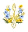 Coat of arms of Ukraine made with beautiful flowers on white background