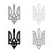 Coat of Arms of Ukraine State emblem National ukrainian symbol Trident icon outline set black grey color vector illustration flat