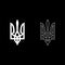 Coat of Arms of Ukraine State emblem National ukrainian symbol Trident icon outline set white color vector illustration flat