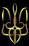 The coat of arms of Ukraine is stylized as gold. Spikelets of wheat on a black background.