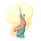 Coat drive project. Statue of Liberty in the winter in a coat. Warm snow background in New York Illustration. Charity before