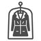 Coat in film packing solid icon, dry cleaning concept, garment in film vector sign on white background, glyph style icon