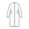 Coat quilted shell down jacket puffer technical fashion illustration with long sleeves, collar, zip-up closure, pockets