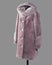 Coat straight silhouette pink-powder color of Mouton and mink trim on the edge of the hood and sleeves, slanting pockets with