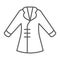 Coat thin line icon, clothing and fashion, jacket sign, vector graphics, a linear pattern on a white background.