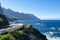 Coatal road near Playa del Roque de las Bodegas and blue Atlantic ocean, Anaga national park near Tanagana village,  North of