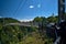 Coatikuk, Quebec, Canada September 8, 2018: Longest Pedestrian Bridge in North America. Longest suspended footbridge in