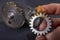 Coating the gears with grease. Accessories and spare parts for industrial machinery