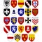 Coats of arms on the shields at the Hospitaller knights