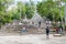 COBA, MEXICO - MARCH 1, 2016: Tourist visit the pyramid called The Church La Iglesia at the ruins of the Mayan city Coba