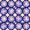 Cobalt pattern with flower mandala. Print for fabric, paper