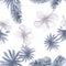 Cobalt Seamless Exotic. Blue Pattern Texture. White Tropical Botanical. Navy Flower Leaves. Indigo Watercolor Texture.