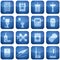 Cobalt Square 2D Icons Set: Bathroom