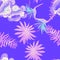 Cobalt Tropical Exotic. Coral Seamless Foliage. Indigo Pattern Vintage. Pink Drawing Palm. Blue Floral Nature.