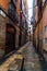 cobbled narrow street in barcelona - cotton street - carrer dels cotoners