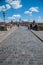 Cobbled roadway on the Alte MainbrÃ¼cke Old Main Bridge Wurzburg Germany