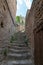 Cobbled stone staircase that goes up to medieval Lacoste village in Luberon France