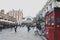 Cobbled street in front of London Transport Museum at Covent Garden, Westminster City, Greater London