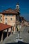 Cobbled street in the Saluzzo old town area. Piemonte, Italy