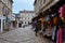 Cobbled tourist street in medieval Mostar town Bosnia Herzegovina