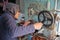 A cobbler at work inside the medina