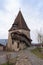 Cobblers` tower, one of the symbols of Sighisoara, on an overcast day