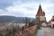 Cobblers` tower, one of the symbols of Sighisoara, on an overcast day in spring. Horizontal framing I